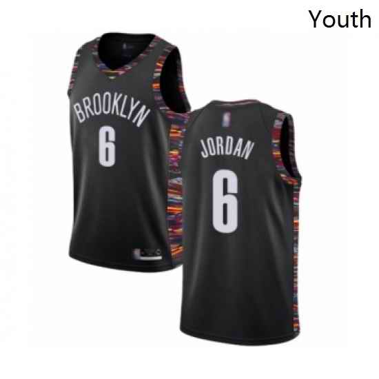 Youth Brooklyn Nets 6 DeAndre Jordan Swingman Black Basketball Jersey 2018 19 City Edition